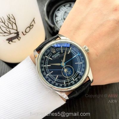 Rolex Geneve Cellini Moonphase SS Black Dial / New Baselworld Rolex Cellini Moonphase Replica Watch 1