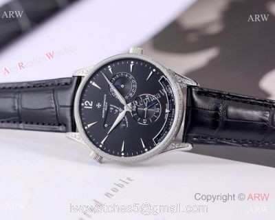 Clone Vacheron Constantin Power Reserve watch SS Diamond Black Dial 1