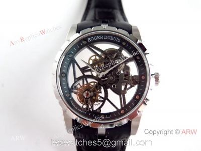 BBR Factory Roger Dubuis Excalibur Rose Gold Skeleton Tourbillon SS Watch 1