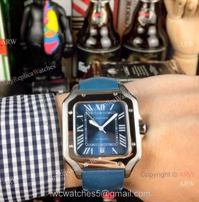 New Cartier Watches 2019 Santos de Cartier Blue Dial Automatic watch 1