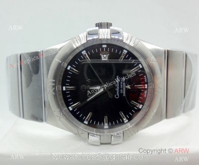 Omega Double Eagle Black Dial Stainless Steel Men Watch Replica 1
