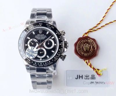 1:1 Clone Rolex Daytona JH Factory SWISS 4130 Stainless Steel Black Ceramic Watch 1