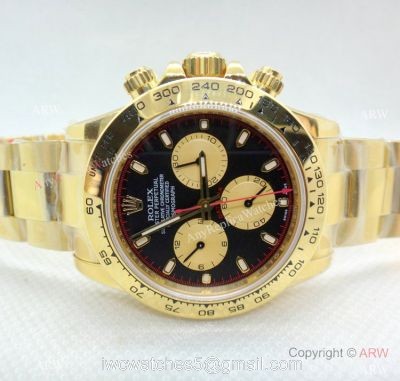Swiss Rolex Daytona V2 904L Yellow Gold Black Dial watch AR Replica Watches 1