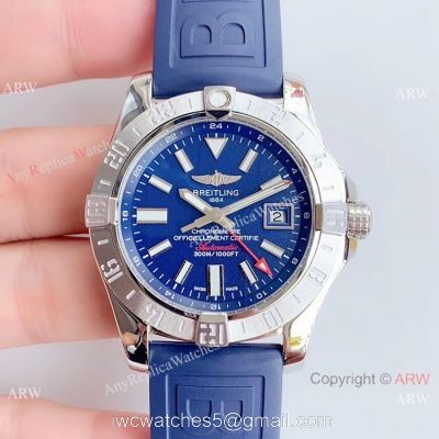GF Factory Copy Breitling Avenger II GMT 2836 watch Blue Dial Blue Rubber Band 1