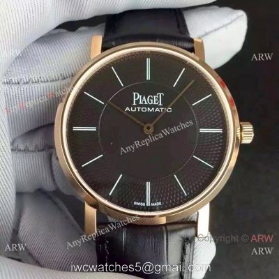 1 1 Swiss Replica Piaget Altiplano 9015 Rose Gold Black Dial Watch 1