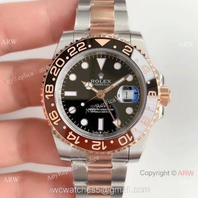 (EW) Swiss Copy Rolex GMT-Master II Root-beer 2 Tone Rose Gold Watch 40mm 1