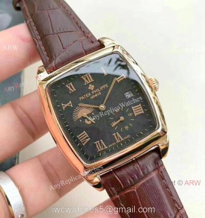 Fake Patek Philippe grand complications 40mm Watch Rose Gold Black Face 1