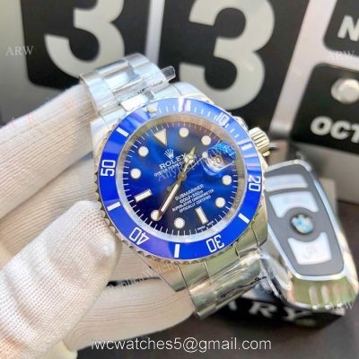 Asia 8215 Rolex Blue Face Submariner Replica Watch Stainless Steel 1