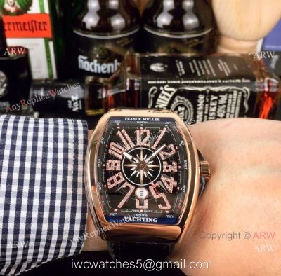 Swiss Copy Franck Muller Vanguard Yachting v45 Watch Rose Gold Black Face 1
