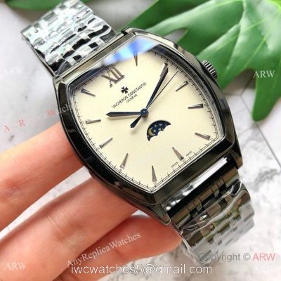 Buy Vacheron Constantin Geneve Fake Malte Moonphase Watch Black and White 1