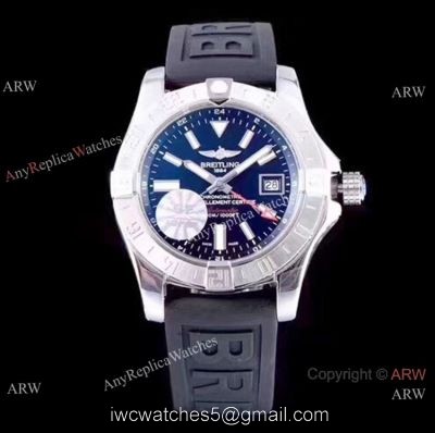 GF Replica Breitling Avenger II GMT SWISS 2836 Watch 43mm Black Face 1