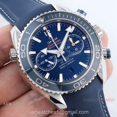 Replica Omega Seamaster 600m SS Blue Rubber Strap Watch Swiss 9300 Movement 1