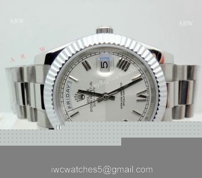 New Rolex Day Date President Replica Stainless Steel White Dial Watch 40mm 1