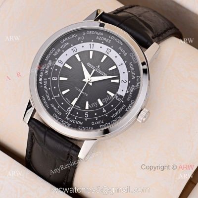 2019 Copy Jaeger LeCoultre Master White Dial Black Leather Strap Watch 1