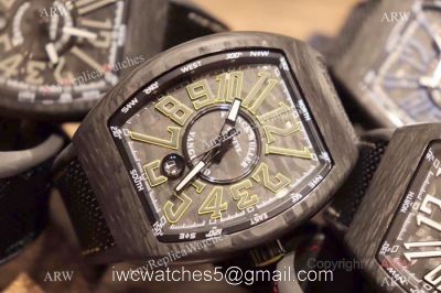 Copy Franck Muller Vanguard Automatic Watches Carbon Fibre Yellow Marker 1