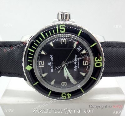 Fake Blancpain Fifty Fathoms Black Dial SS Watch Swiss Quality 1