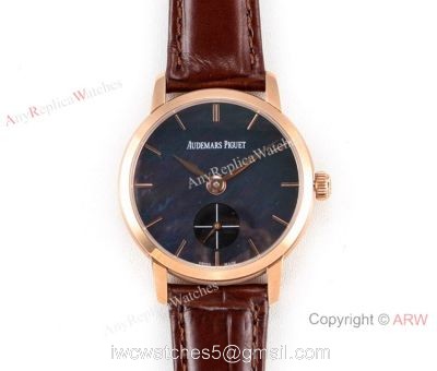 GB Factory replica Audemars Piguet Jules Audemars Rose Gold Black MOP Dial Watch 1