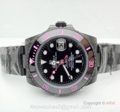 Pink Rolex Submariner PINK LADY Black Ceramic Watch / Rolex Blaken Replica 1
