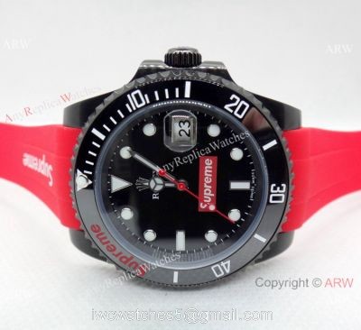 Rolex Supreme limited edition Red Rubber Strap Copy Watch 40mm 1