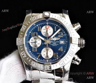 Swiss Grade Replica Breitling Super Avenger II 7750 Watch Stainless Steel Blue Face 1