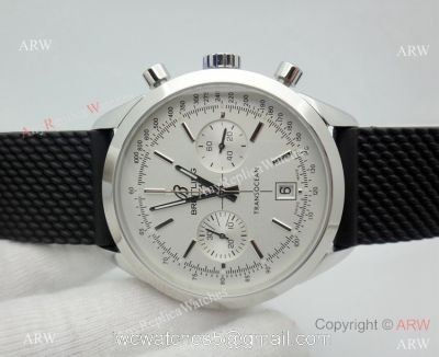 Clone Breitling Transocean Chronograph Watch Stainless Steel White Face 45mm 1