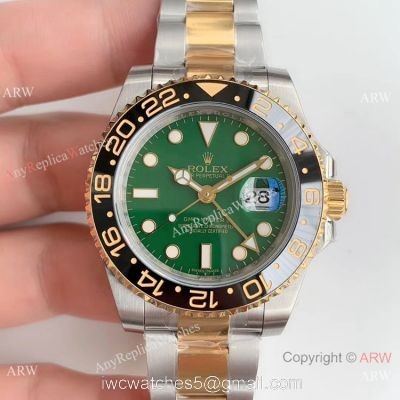 (EW) Two Tone Green Face Rolex Replica GMT-Master II Watch 40mm 1