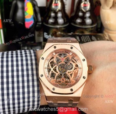 Audemars Piguet Royal Oak Skeleton Replica Watch Rose Gold Case 1