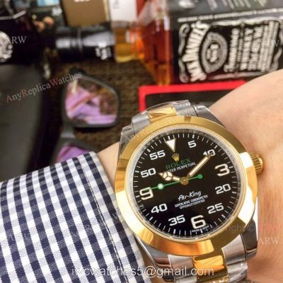 Rolex Air King Replica Men Watch Two Tone Black Dial 1
