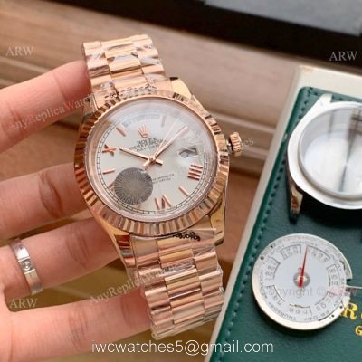 Copy Rolex Day Date 2 41mm watches Rose Gold President White Dial 1