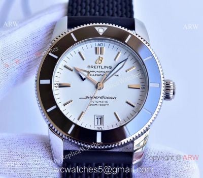 (GF) Copy Breitling Superocean Heritage II Swiss 9015 Watch White Dial Black Rubber Band 1