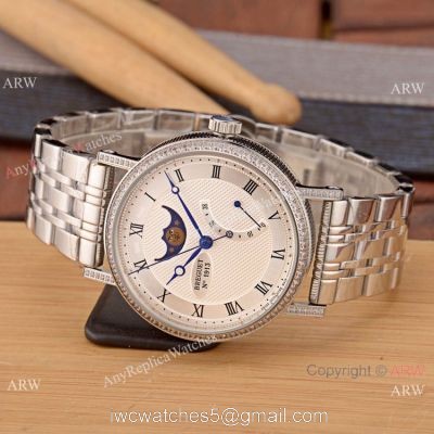 New Copy Breguet Classique Moonphase Stainless Steel Diamonds Watches For Sale 1