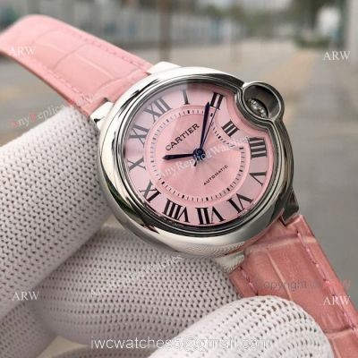 Swiss Quality Replica Cartier Ballon Bleu 33mm Watch SS Pink Dial 1