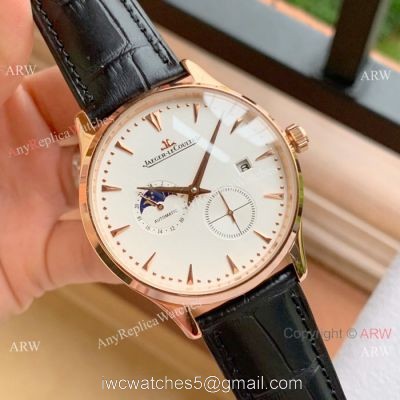 Fake Jaeger-leCoultre Moonphase Rose Gold White Dial Watch 1