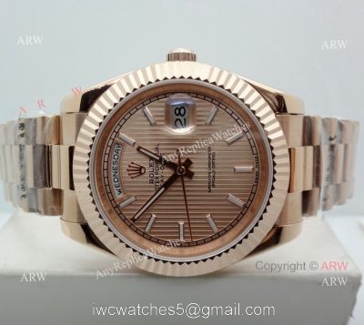 Replica Presidential Rolex Day date 40mm Watch Rose Gold stripped Dial 1