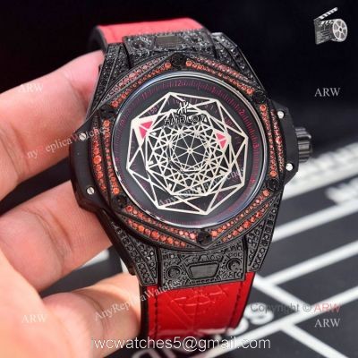 Hublot Big Bang Sang Bleu All Black Red 43mm Mens Watch Replica 1