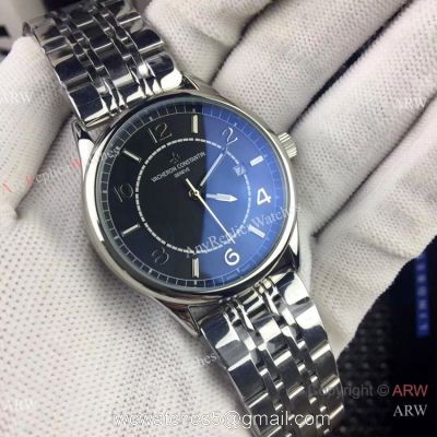 Copy Vacheron Constantin Geneve Stainless Steel Black Watch Low Price 1