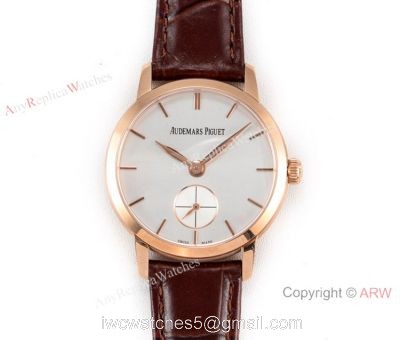 Swiss replica Audemars Piguet Jules Audemars Rose Gold Silver Face Watch GB Factory 1