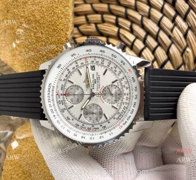 Breitling Navitimer Rubber Strap Edition Speciale Replica Watches White Face 1