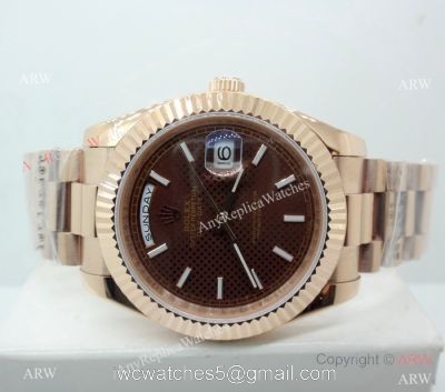 Copy Rolex Day-Date Chocolate Dial Rose Gold 40mm Watch 1