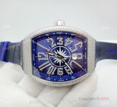 Franck Muller Vanguard Yachting V45 Iced Out diamond Watch New Replica 1