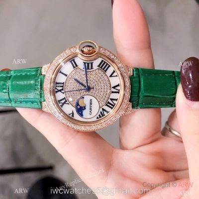 Fake Cartier Ballon Bleu Rose Gold Diamond Watches 36mm Lady 1