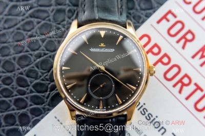 Replica Jaeger LeCoultre Master Ultra Thin Yellow Gold Black Watch Swiss Grade 1 1