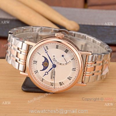Breguet Classique Moon phase Replica Watch 2-Tone Rose Gold White Dial 1