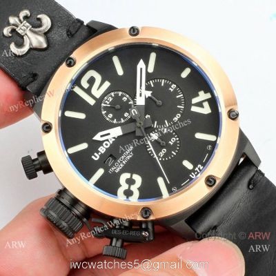 U Boat Classico U-72 Replica Watches Rose Gold Bezel Black Dial 1