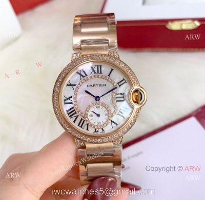 Ballon Bleu de Cartier 36mm Quartz Watches Rose Gold White MOP Dial 1