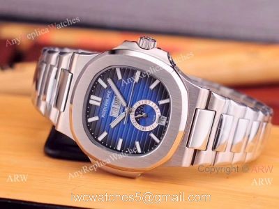 Fake Patek Philippe Nautilus Annual Calendar Man Watch Stainless Steel Blue Face 1