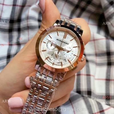 Replica Burberry Chronograph Two Tone Rose Gold Watch Swiss Quality 1