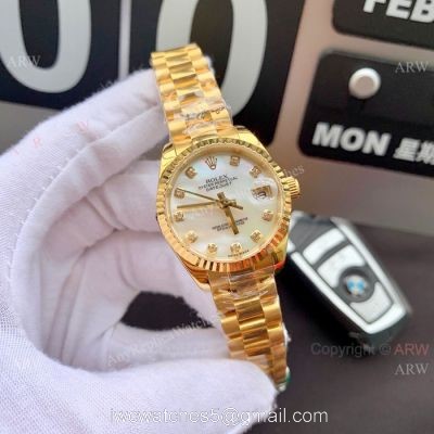 Swiss Replica Presidential Rolex Datejust 28mm Watch White MOP Dial Gold President 1