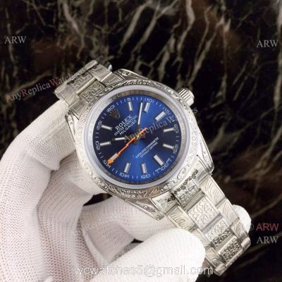 New Rolex Milgauss Blue Replica Watch Stainless Steel &8216;Tattoo 1