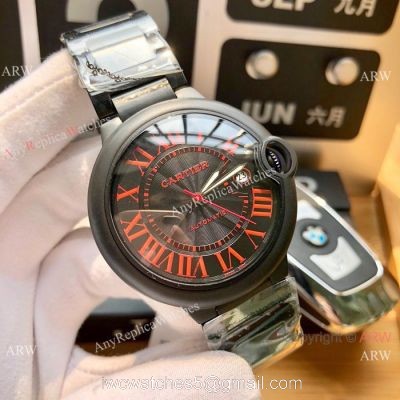 Replica Cartier Ballon Bleu Cartier 42mm PVD Black Dial Watch Swiss 8215 1